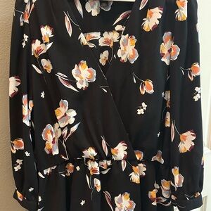 Halogen Black Floral Blouse
